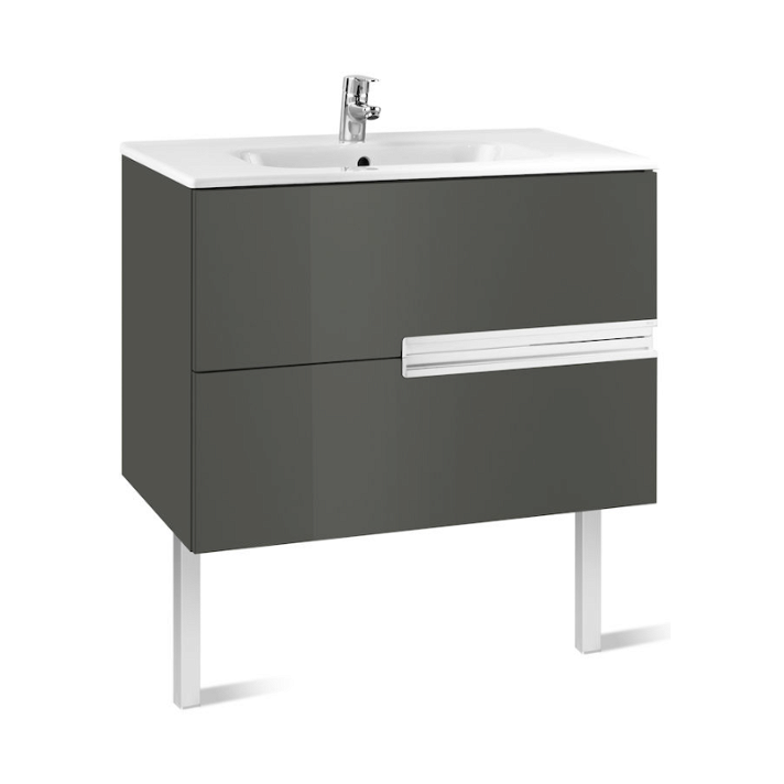 Mobilet da bagno con lavabo e 2 cassetti larghezza 100 cm colore grigio Unik Victoria-N Roca