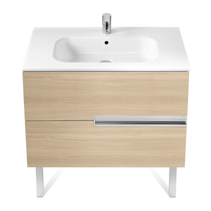 Mueble de baño con lavabo y 2 cajones de 80 cm de ancho color roble Unik Victoria-N Roca