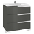Mobiletto da bagno con lavabo e 3 cassetti larghezza 80 cm colore grigio Unik Family Victoria-N Roca