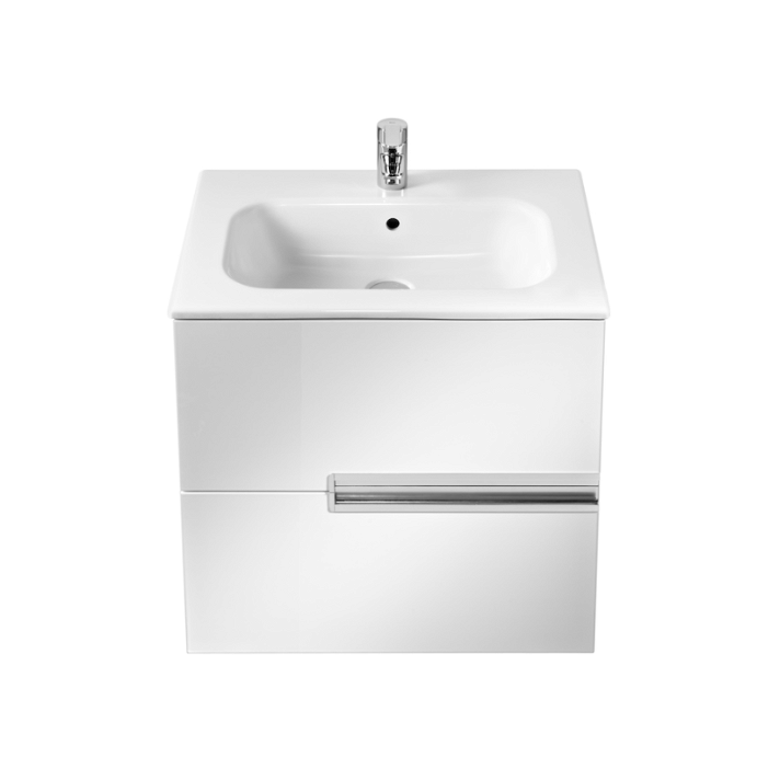 Meuble de salle de bains avec plan vasque et 2 tiroirs de 70 cm couleur blanche Unik Victoria-N Roca