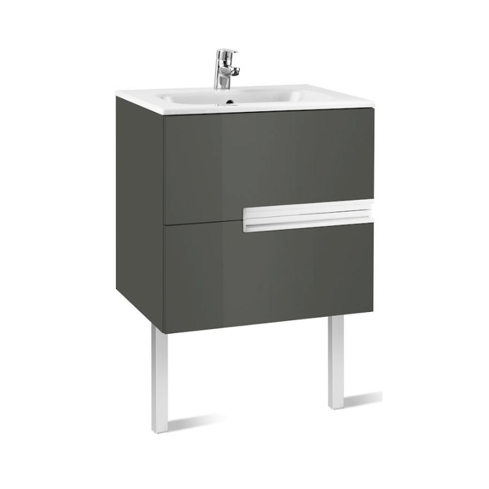 Mobiletto da bagno con lavabo e 2 cassetti larghezza 70 cm colore grigio Unik Victoria-N Roca