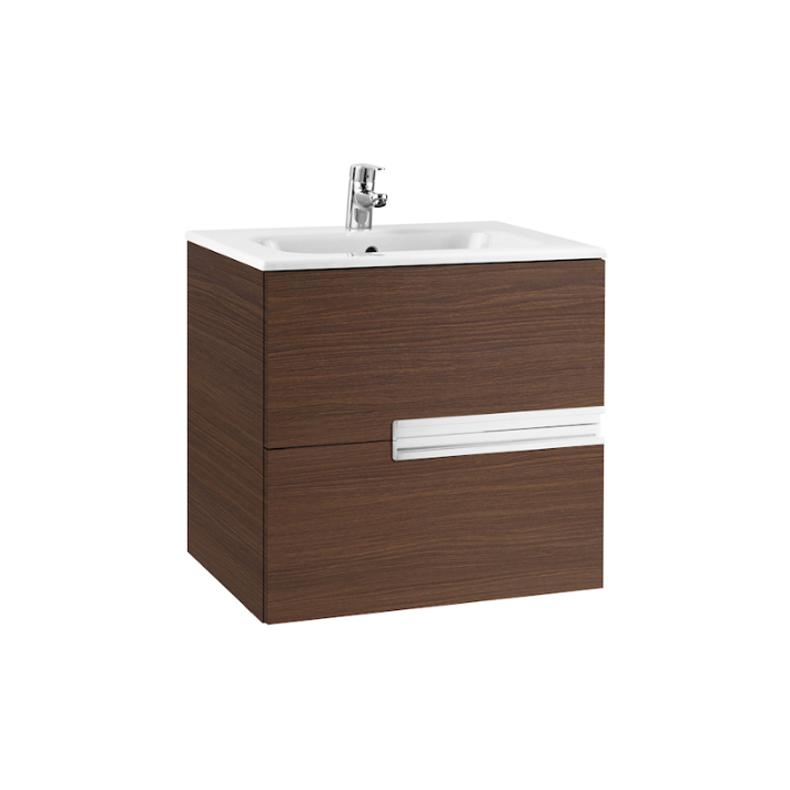Mueble de baño con lavabo y 2 cajones de 60 cm de ancho color wengué Unik Victoria-N Roca