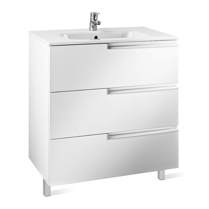 Meuble de salle de bains avec plan vasque et 3 tiroirs de 60 cm couleur blanche Unik Family Victoria-N Roca