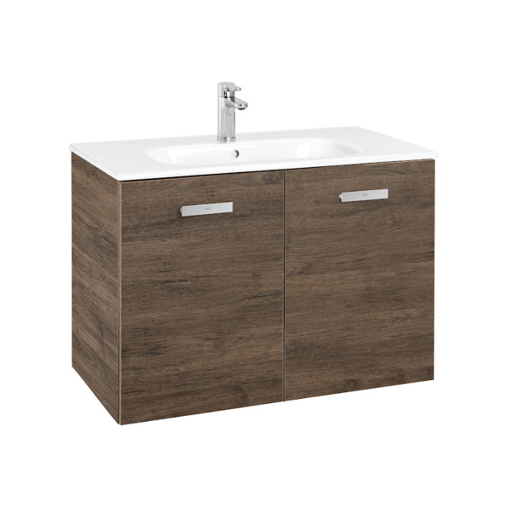 Mobiletto da bagno con lavabo e 2 ante larghezza 60 cm colore cedro Victoria Basic Roca