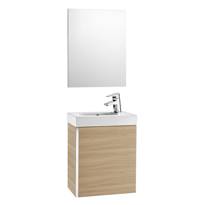 Ensemble de salle de bains avec orifice pour la robinetterie de 45 cm de couleur chêne Mini Roca