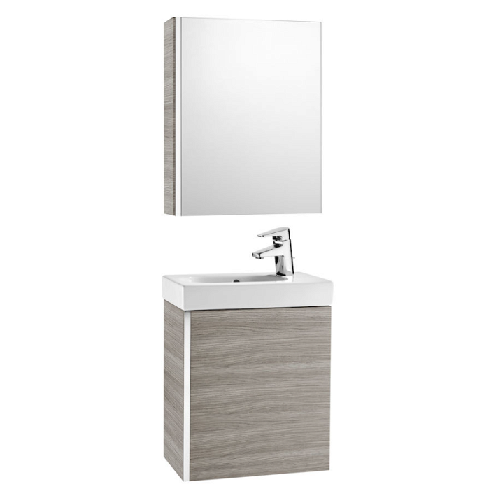 Conjunto de baño con armario de dos estantes de 45 cm de color arena texturizada Mini Roca