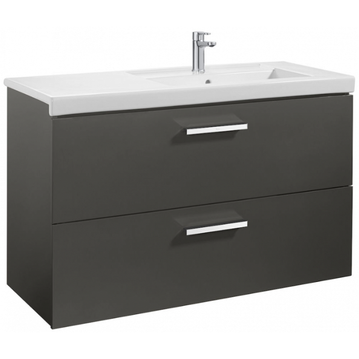 Meuble de salle de bains avec bac à droite et 2 tiroirs de 110 cm couleur gris anthracite Prisma Roca
