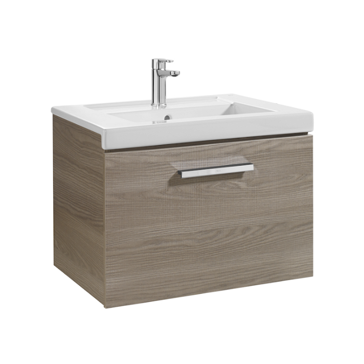 Meuble de salle de bains de 60 cm avec plan vasque et un tiroir frêne Unik Prisma Roca
