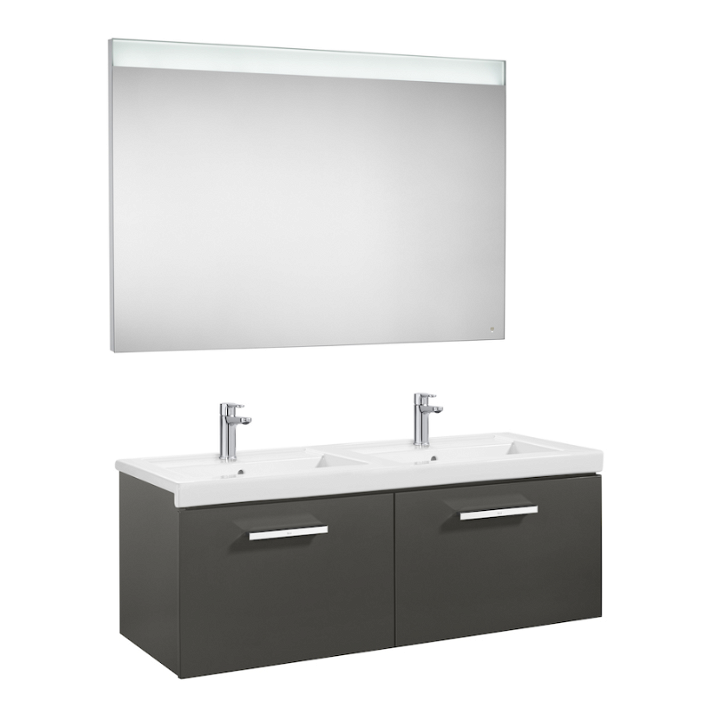 Conjunto de casa de banho com duas gavetas de 120 cm de cor cinzento-antracite Prisma Roca
