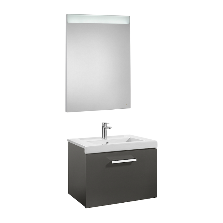 Conjunto de baño de 60 cm fabricado en materiales varios de color gris antracita Pack Prisma Roca