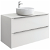 Mobiletto da bagno con lavabo da appoggio e 2 cassetti larghezza 100 cm colore bianco Inspira Round Roca