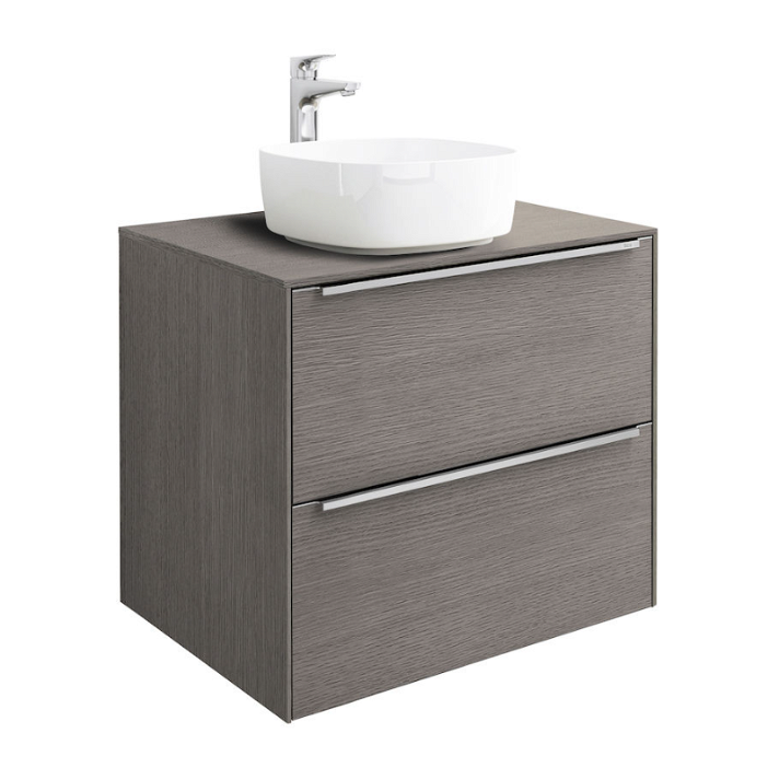 Meuble de salle de bains avec vasque sur plan et 2 tiroirs de 60 cm couleur chêne Inspira Soft Roca