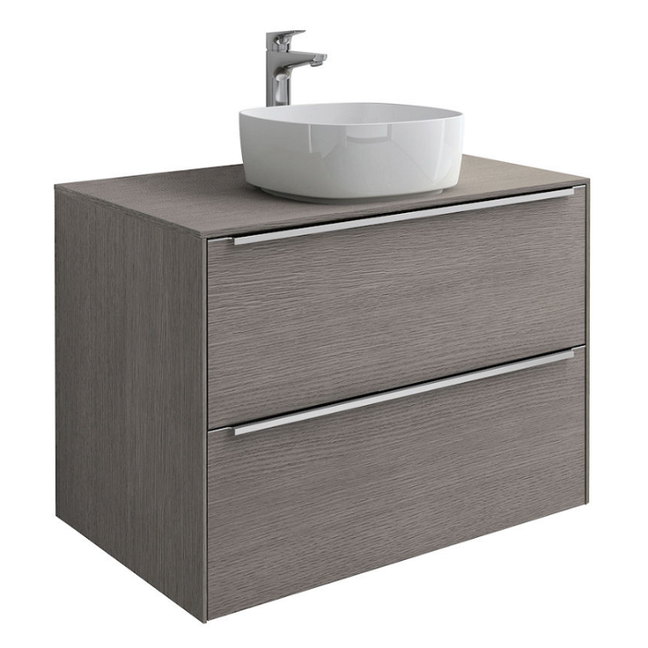 Mueble de baño con lavabo sobre encimera y 2 cajones de 80 cm de ancho color roble Inspira Soft Roca