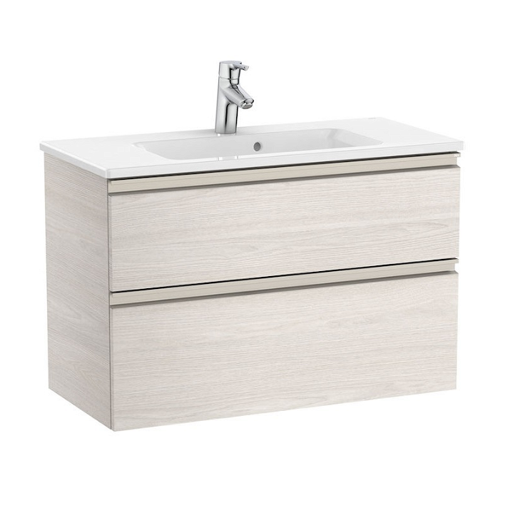Mueble de baño compacto con lavabo y 2 cajones de 80 cm de ancho color fresno Unik The Gap Roca