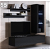 Conjunto de mueble con vitrina y mueble de TV de 160cm melamina negra brillante Leiko Domensino