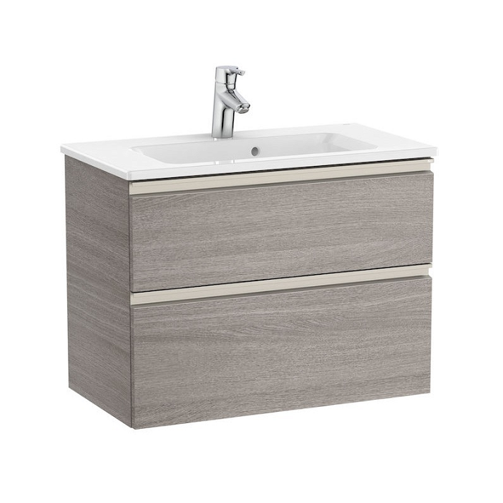 Mueble de baño compacto con lavabo y 2 cajones de 70 cm de ancho color roble Unik The Gap Roca
