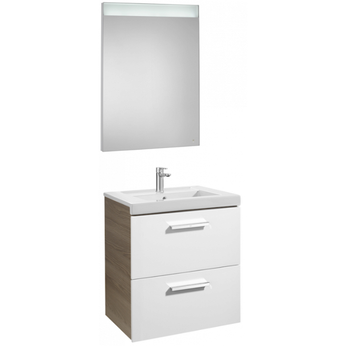 Ensemble de salle de bains de 60 cm avec deux tiroirs blanc-frêne Pack Prisma Roca