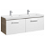 Meuble de salle de bains avec plan vasque double et 2 tiroirs de 120 cm blanc-frêne Unik Prisma Roca
