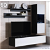 Conjunto de muebles con vitrina y mueble de TV de melamina negra y blanca brillante Leiko Domensino