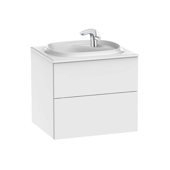 Meuble de salle de bains avec plan vasque et 2 tiroirs de 60 cm blanc brillant Unik Beyond Roca