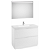 Conjunto de baño de madera aglomerada con espejo LED y lavabo en acabado color blanco brillo Lander Roca