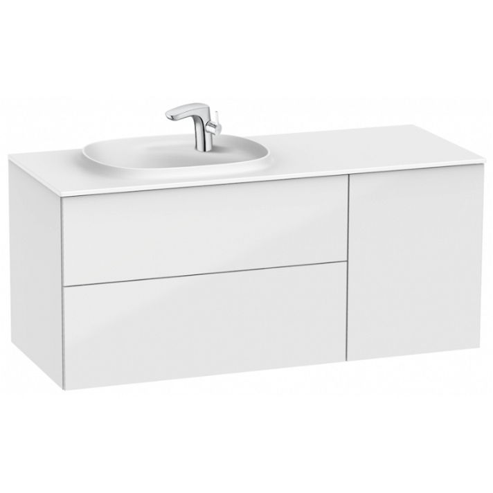 Mobile da bagno con lavabo sinistro di 120 cm composto da 2 cassetti e 1 posta colore Bianco Lucido Unik Beyond Roca