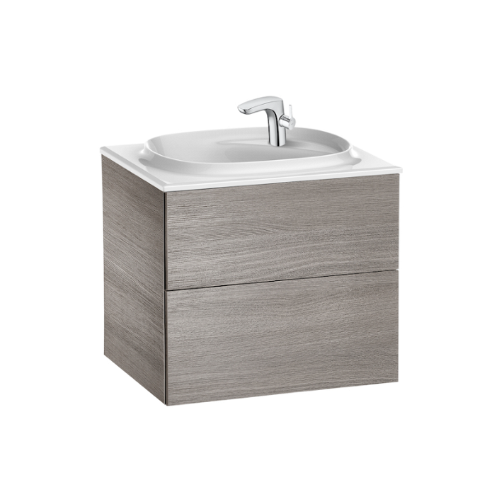 Mobile da bagno con lavabo e 2 cassetti di 60 cm di larghezza colore Rovere Unik Beyond Roca