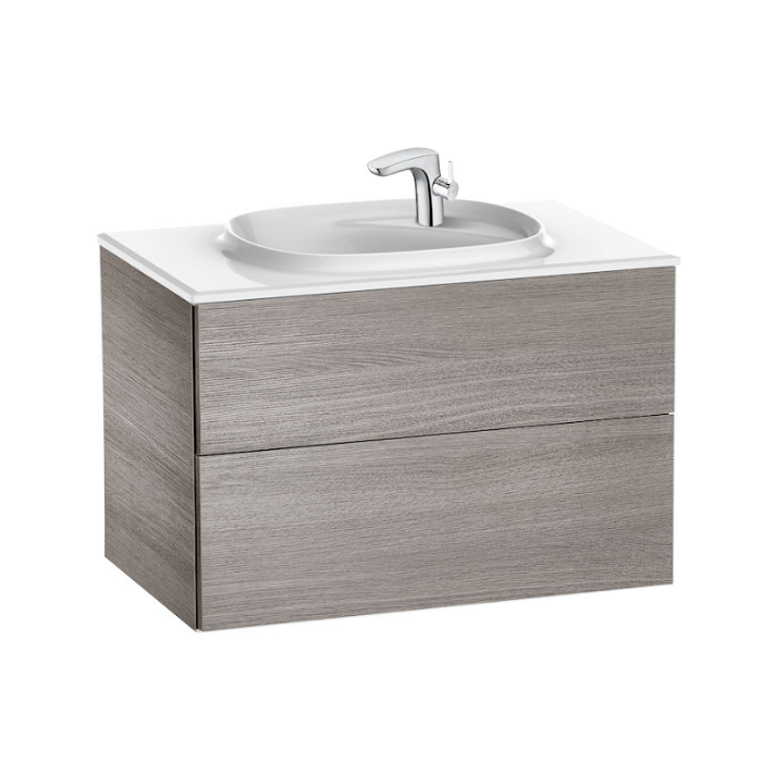 Mueble de baño con lavabo y 2 cajones de 80 cm de ancho color roble Unik Beyond Roca