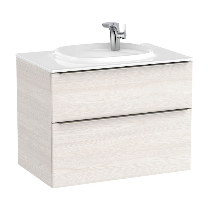 Mobile da bagno con lavabo e 2 cassetti 80 cm di larghezza colore frassino nordico Unik Beyond Roca