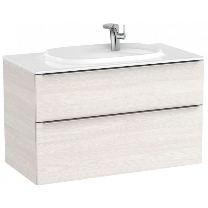 Mueble de baño con lavabo y 2 cajones de 100 cm de ancho color fresno nórdico Unik Beyond Roca
