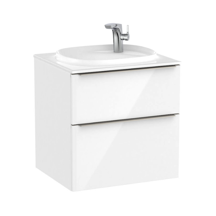 Mueble de baño con lavabo y 2 cajones de 60 cm de ancho de color blanco brillo Unik Beyond Roca