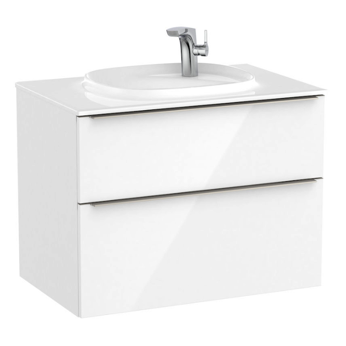 Mobile da bagno con lavabo e 2 cassetti 80 cm di larghezza colore Bianco Lucido Unik Beyond Roca