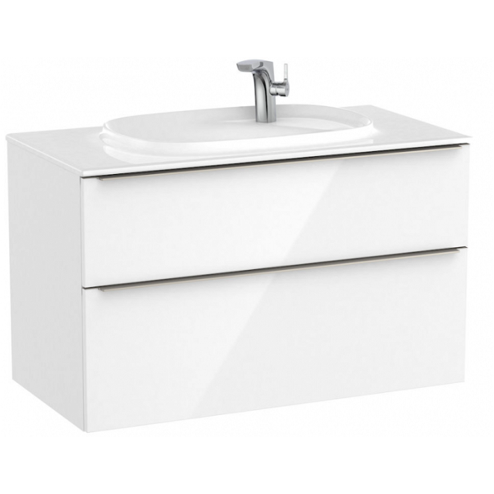 Mobile da bagno con lavabo e 2 cassetti 100 cm di larghezza colore Bianco Lucido Unik Bayond Roca