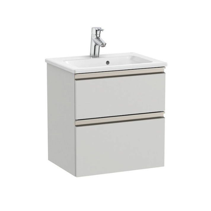 Mobile bagno compatto con lavabo e 2 cassetti largo 50 cm colore grigio artico Unik The Gap Roca