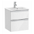 Kompakter Badezimmerunterschrank mit 2 Schubladen und Waschbecken in Hochglanz Weiß 50 cm Unik The Gap Roca