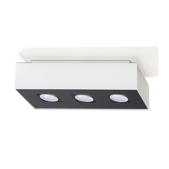 Aplique de techo con un diseño moderno fabricado en acero de color negro y blanco Mono 3 Sollux
