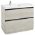 Mueble de baño con lavabo izquierdo y 2 cajones de 100 cm de ancho color fresno nórdico Unik Lander Roca