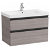 Meuble de salle de bains avec plan vasque et 2 tiroirs de 80 cm couleur chêne texturé Unik Domi Roca