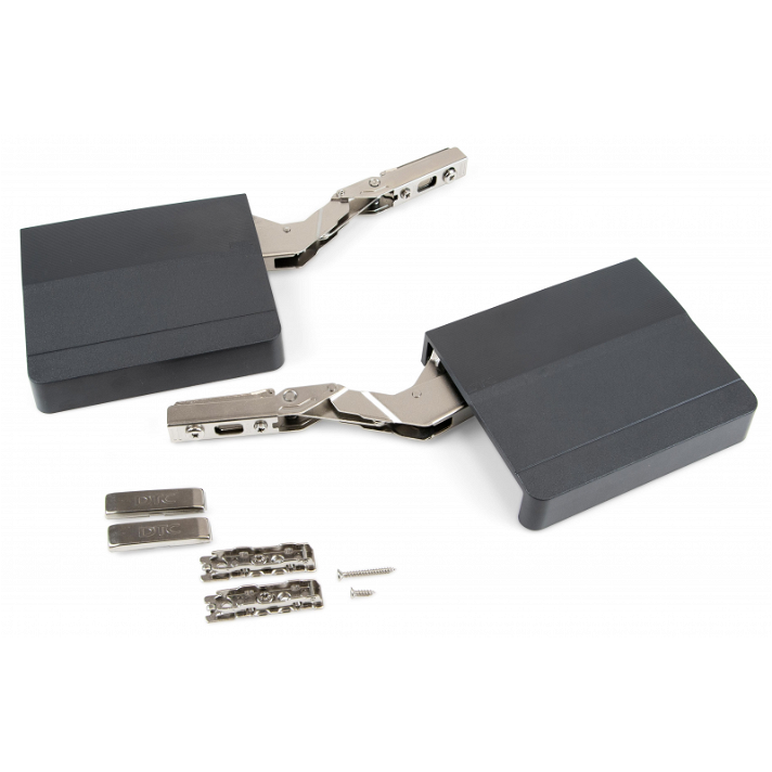 Set de compases para puertas elevables de acero y plástico en color gris antracita Emuca