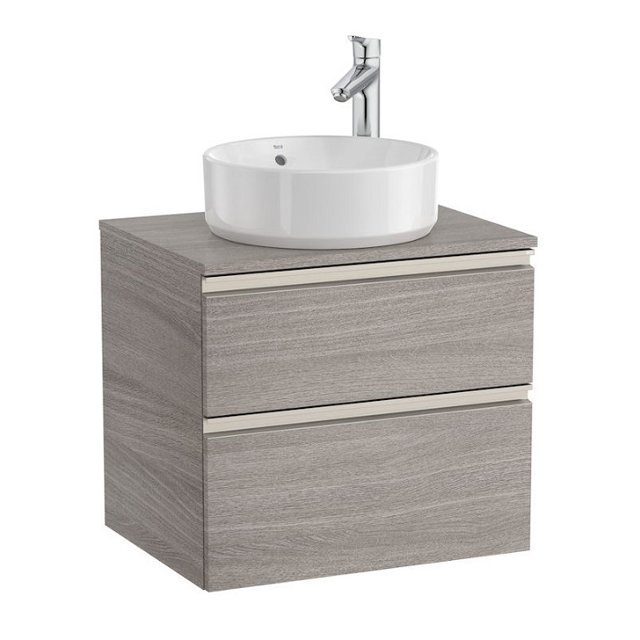 Mueble de baño para lavabo centrado de 60 cm de ancho con 2 cajones en color roble The Gap Roca