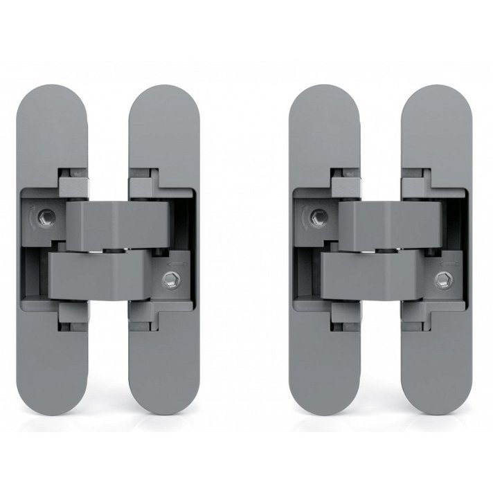 Pack of 2 concealed hinges made of zamak with grey plastic caps Emuca