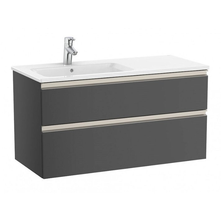 Mueble de baño de 100 cm con lavabo izquierdo color gris antracita Unik The Gap Roca