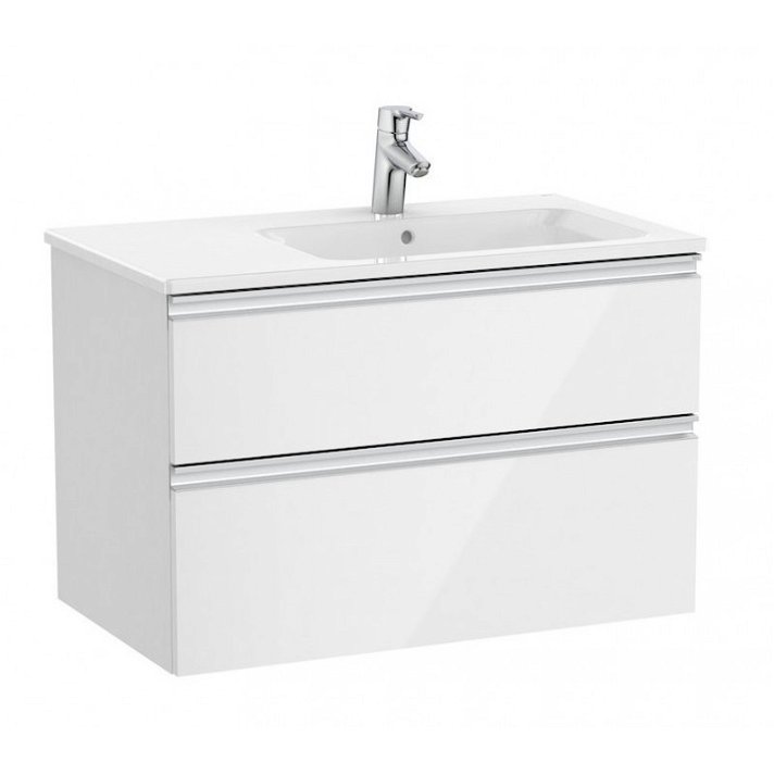 Mueble de baño de 80 cm con lavabo derecho color blanco brillo Unik The Gap Roca
