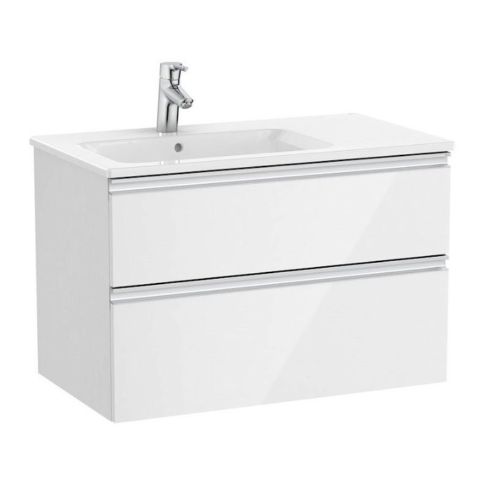Mueble de baño de 80 cm de ancho con lavabo izquierdo en color blanco brillo Unik The Gap Roca