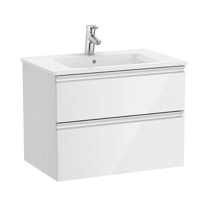 Mueble de baño de 70 cm de ancho con lavabo central color blanco brillo Unik The Gap Roca