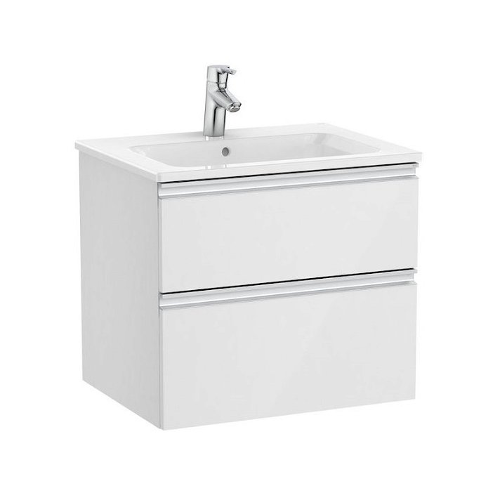 Mueble de baño de 60 cm de ancho con lavabo central en color blanco brillo Unik The Gap Roca