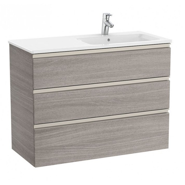Mueble de baño de 100 cm de ancho con lavabo derecho color roble Unik The Gap Roca