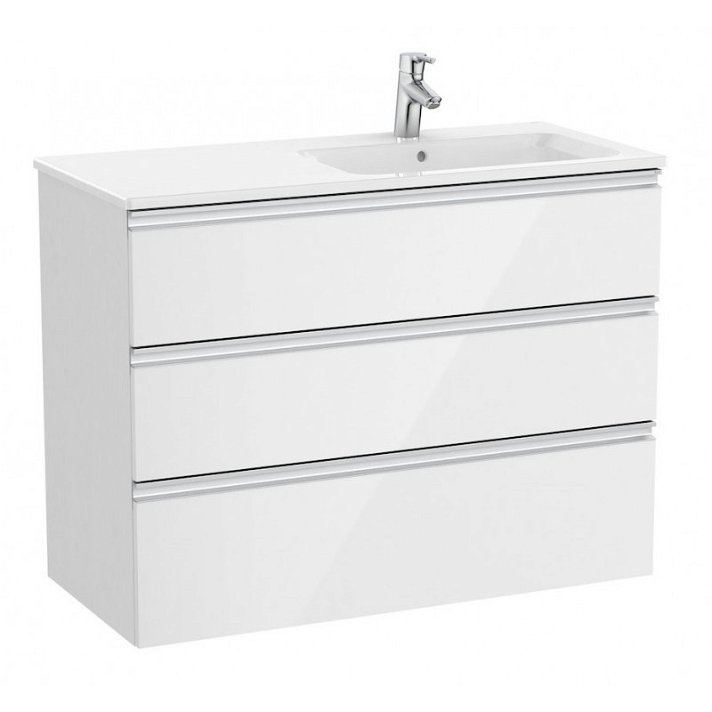 Mueble de baño de 100 cm con lavabo derecho color blanco brillo Unik The Gap Roca