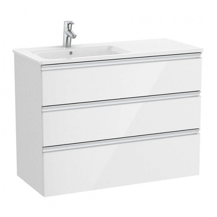 Mueble de baño de 100 cm con lavabo izquierdo en color blanco brillo Unik The Gap Roca