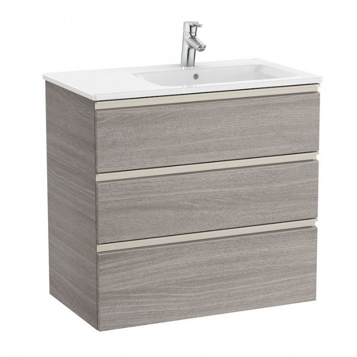Mueble de baño de 80 cm de ancho con lavabo derecho color roble Unik The Gap Roca